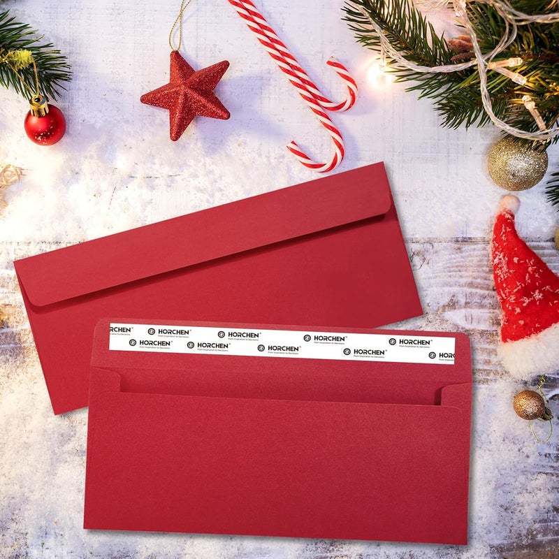Horchen Red #10 Envelopes 100 Count Self Seal Envelopes Red for Business,Invitations Windowless Business Envelopes, - Image 4